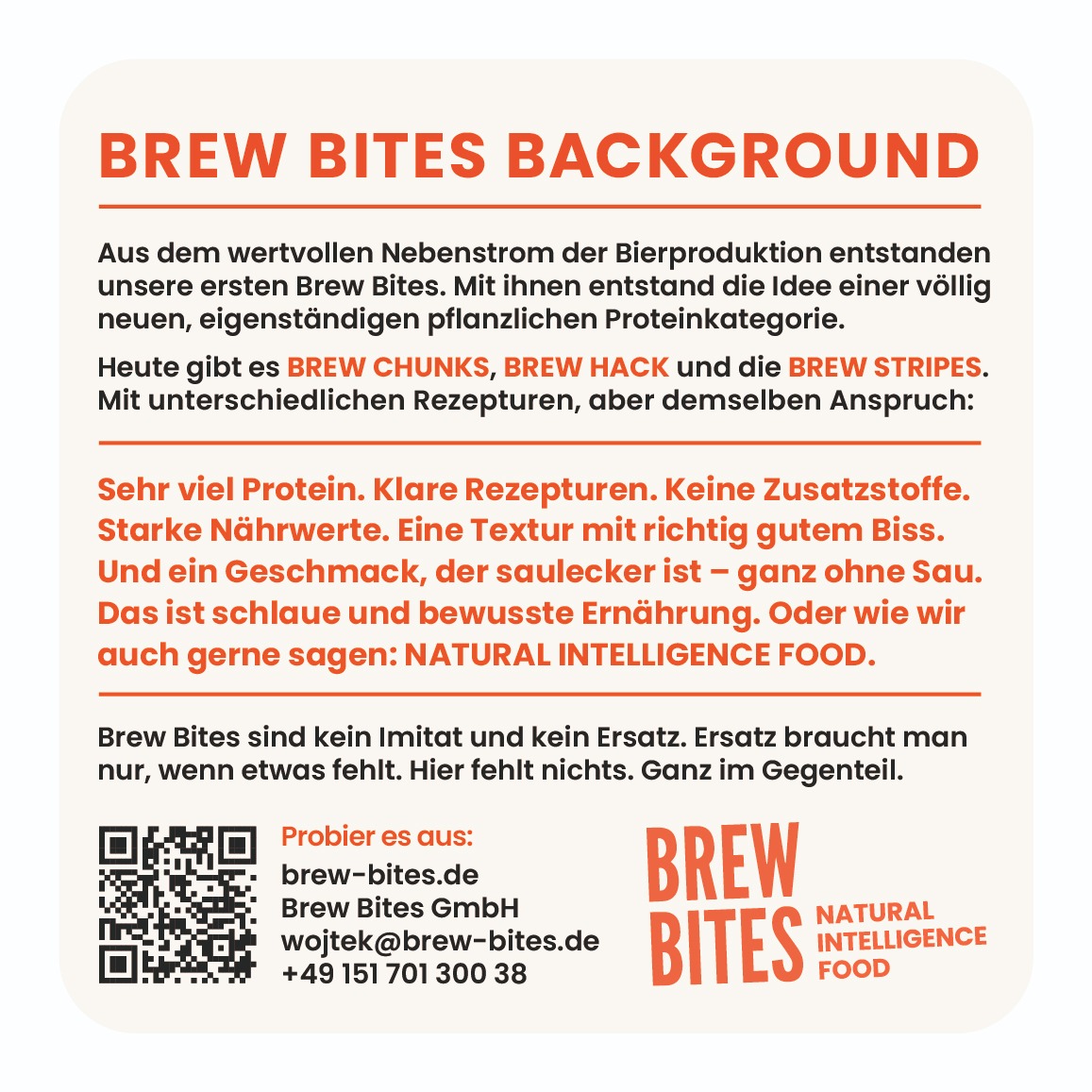 Bierdeckel hinten: Brew Bites Background mit QR-Code